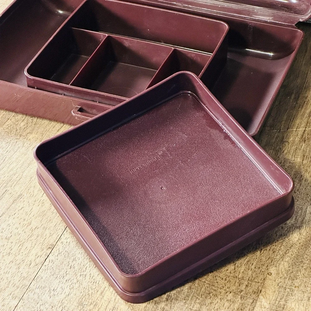 Vintage‎ Tupperware Tuppercraft Brown Personal Valet Travel Case Organizer #1624